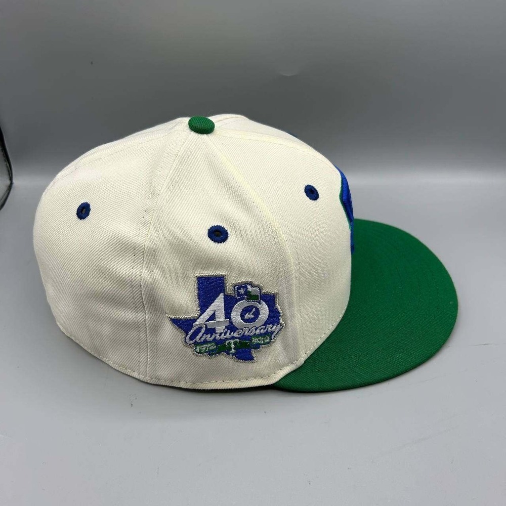Texas Rangers Hat Men 7 3/8 White Green 59Fifty New Era MLB Fitted Cap